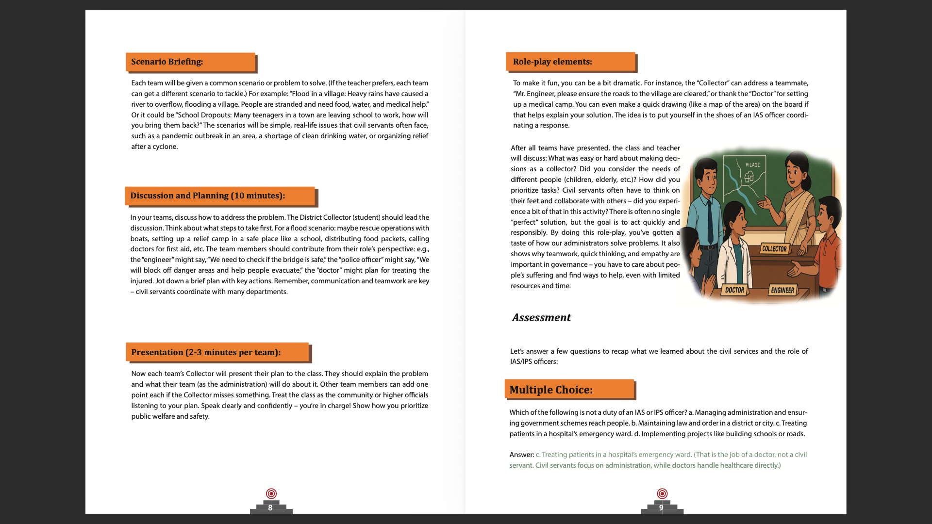 Steps to My Aim sample role-play and assessment pages