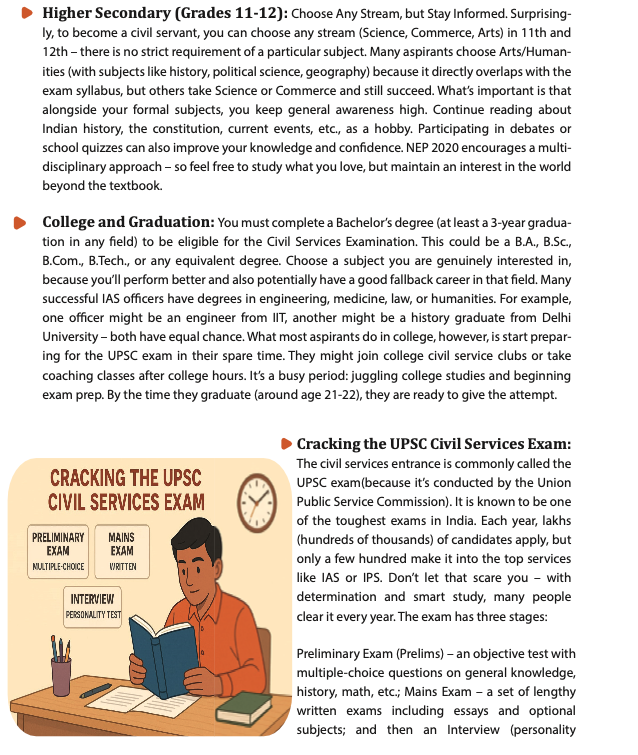 Steps to My Aim sample roadmap showing higher-secondary and graduation preparation